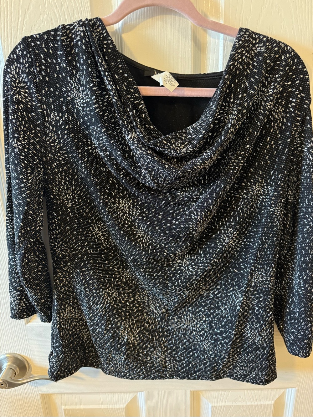 MSK Black & Silver Cowl Neck Long Sleeve Knit Top